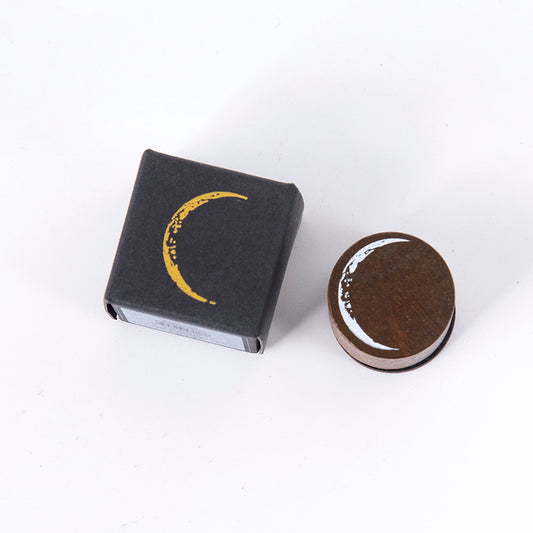 KTX-406355 Moon Phase Wooden Stamp Seal - 25mm Log and Rubber Material, Ideal for Oily Ink Pads