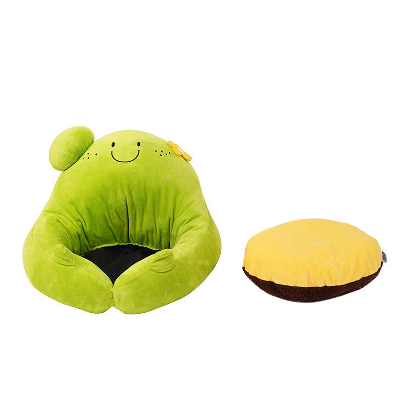 KTX-406803 Cozy Cactus Cat Bed with Removable Washable Cushion in Green Crystal Velvet