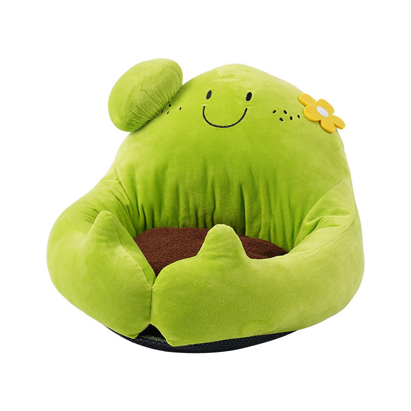 KTX-406803 Cozy Cactus Cat Bed with Removable Washable Cushion in Green Crystal Velvet