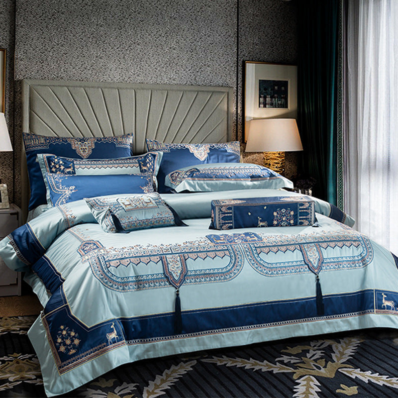 KTX-407507 Luxury Long-Staple Cotton Bedding Set - 4 or 6 Piece for 1.5m, 1.8m, and 2.0m Beds