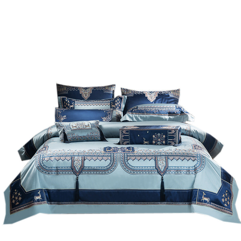 KTX-407507 Luxury Long-Staple Cotton Bedding Set - 4 or 6 Piece for 1.5m, 1.8m, and 2.0m Beds