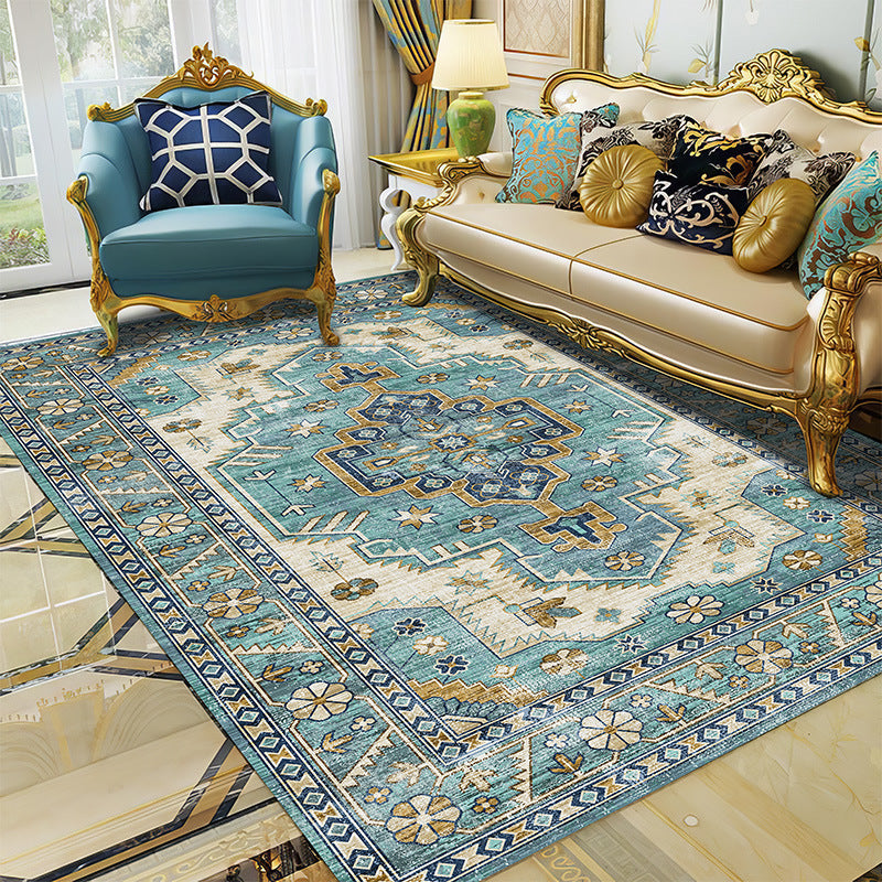 KTX-407571 Geometric Pattern Polyester Fiber Carpet for Modern Living Room and Bedroom, Multiple Sizes Available