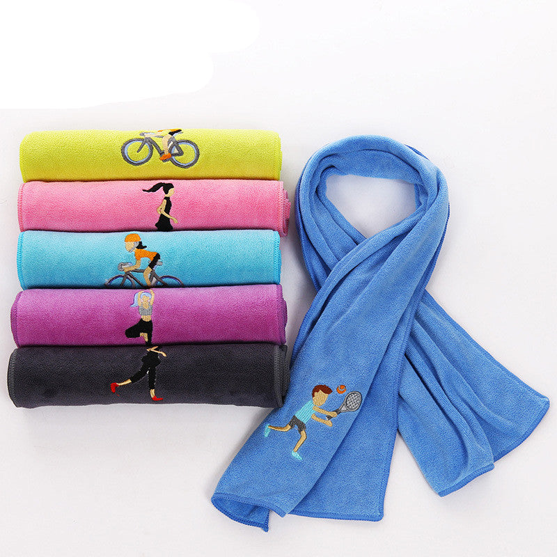 KTX-408403 Embroidered Microfiber Sports Towel - Quick-Dry, Lightweight and Highly Absorbent, 30x100 cm