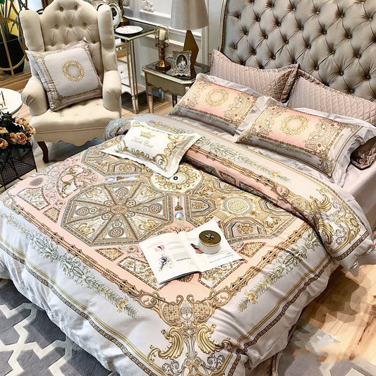 KTX-408595 Digital Printed Cotton Fitted Sheet Bedding Set in Multiple Styles and Sizes