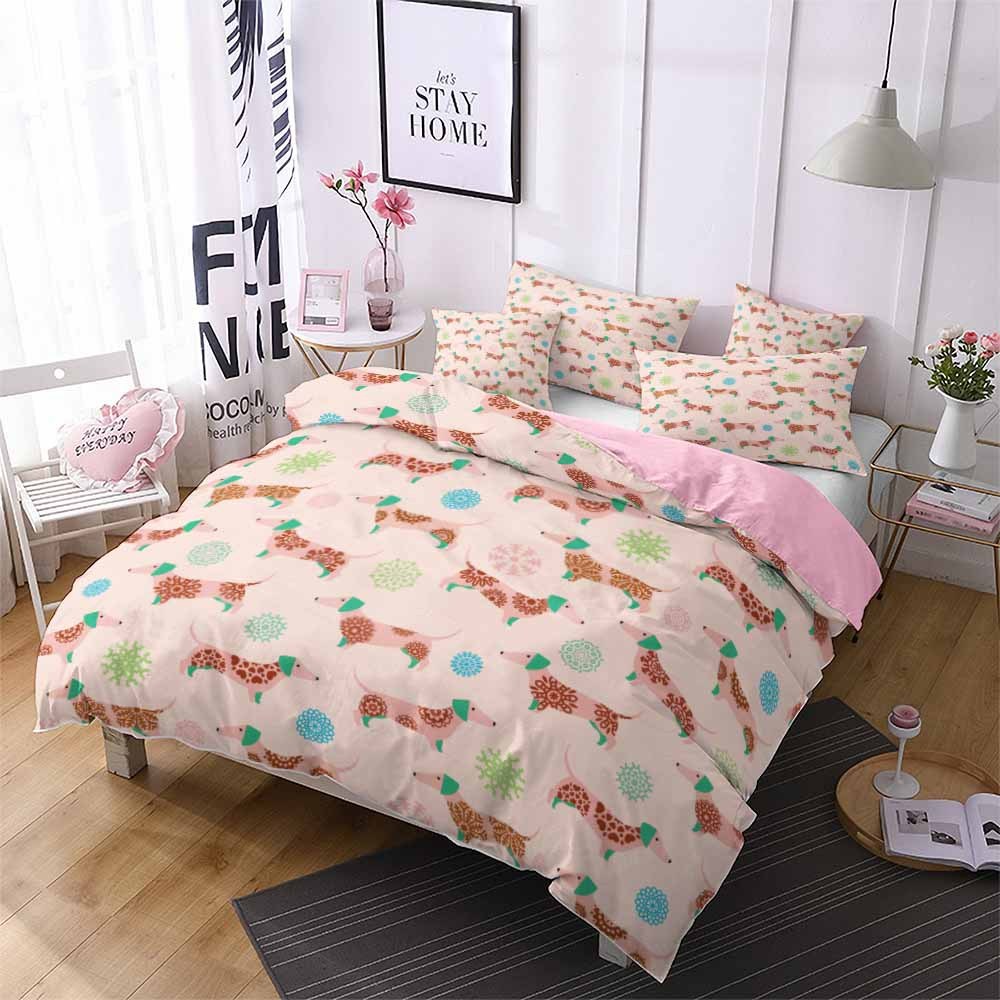KTX-409747 Cartoon Series Polyester Bedding Set - Quilted, Twill Design for 1.8m Bed, 3 Pieces