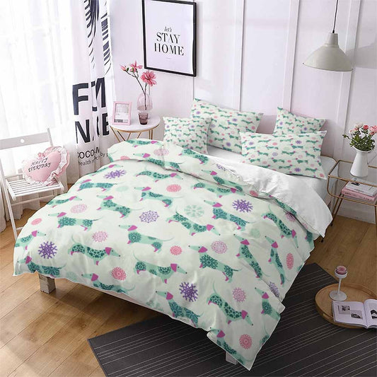 KTX-409747 Cartoon Series Polyester Bedding Set - Quilted, Twill Design for 1.8m Bed, 3 Pieces