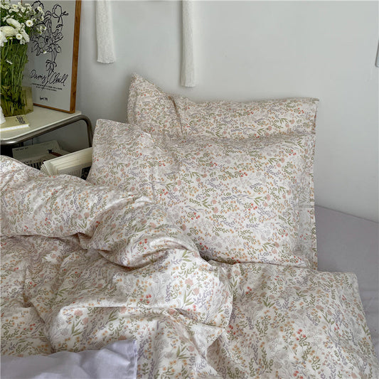 KTX-409811 Floral Cotton Bedding Set 4-Piece for Summer - Available in Multiple Sizes