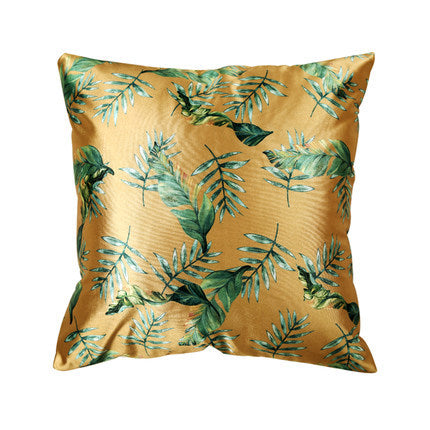 KTX-409875 Modern Tropical Bird and Leaf Print Satin Pillowcase