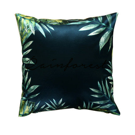 KTX-409875 Modern Tropical Bird and Leaf Print Satin Pillowcase