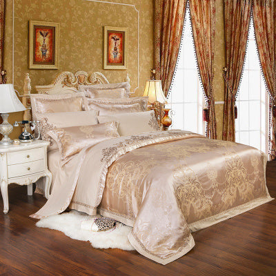 KTX-410451 Four-Piece Cotton Bedding Set with Floral Design for Full to King Size Beds