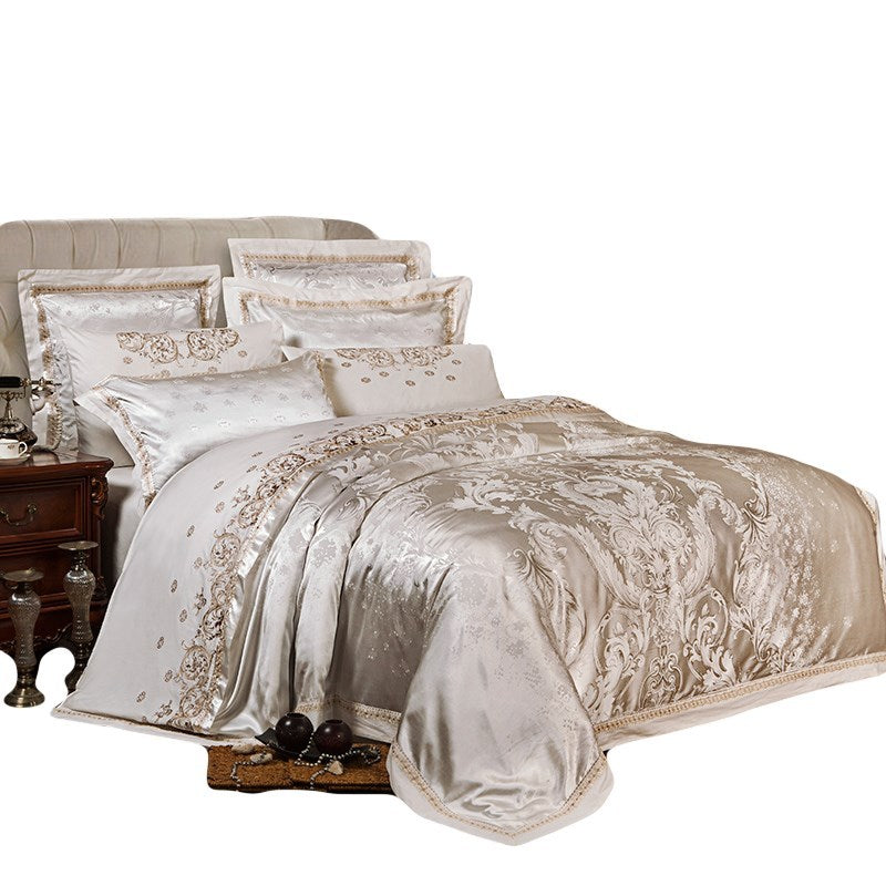 KTX-410451 Four-Piece Cotton Bedding Set with Floral Design for Full to King Size Beds