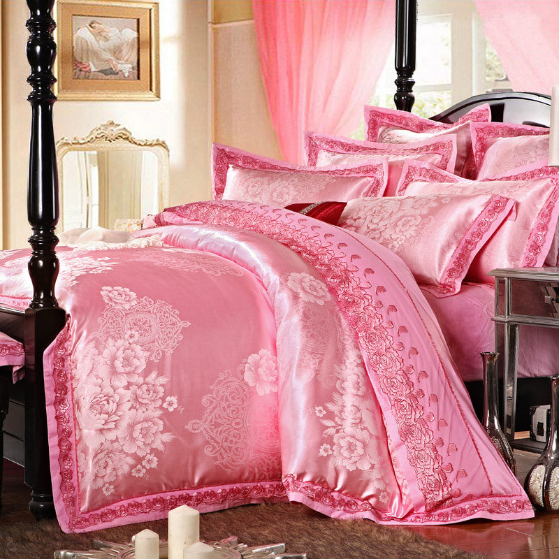KTX-410451 Four-Piece Cotton Bedding Set with Floral Design for Full to King Size Beds