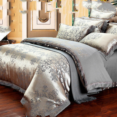 KTX-410451 Four-Piece Cotton Bedding Set with Floral Design for Full to King Size Beds