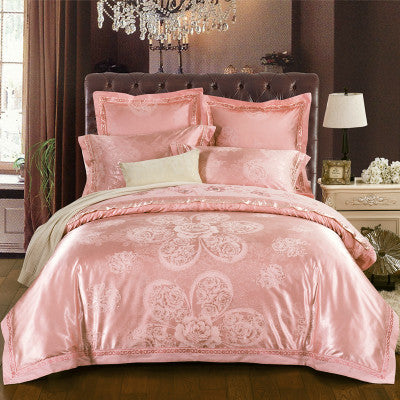 KTX-410451 Four-Piece Cotton Bedding Set with Floral Design for Full to King Size Beds