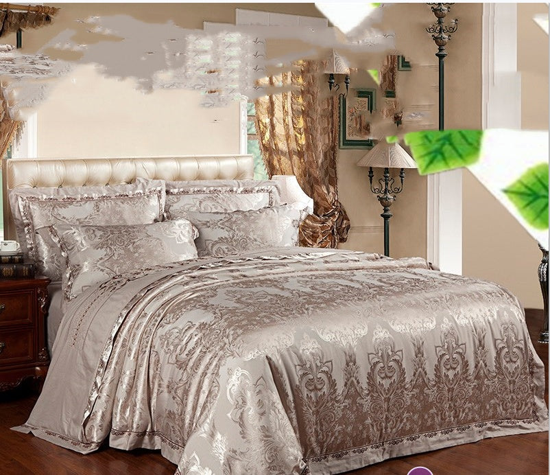KTX-410451 Four-Piece Cotton Bedding Set with Floral Design for Full to King Size Beds