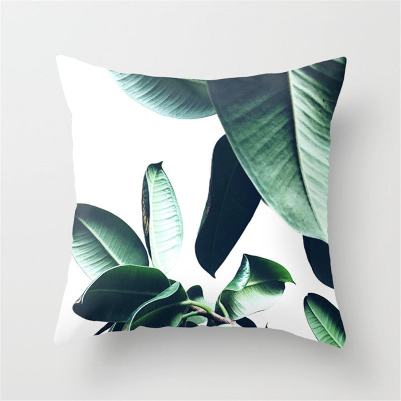 KTX-411027 Tropical Leaf Landscape Cushion Cover - Peach Skin with PP Cotton Filling
