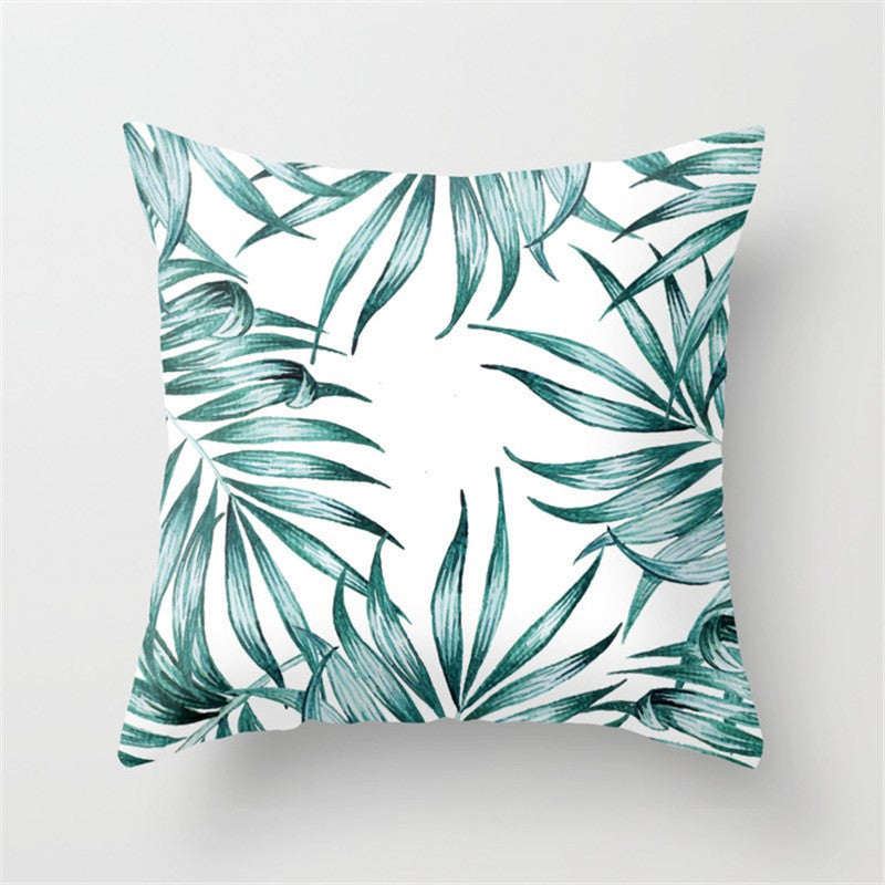 KTX-411027 Tropical Leaf Landscape Cushion Cover - Peach Skin with PP Cotton Filling