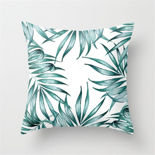 KTX-411027 Tropical Leaf Landscape Cushion Cover - Peach Skin with PP Cotton Filling