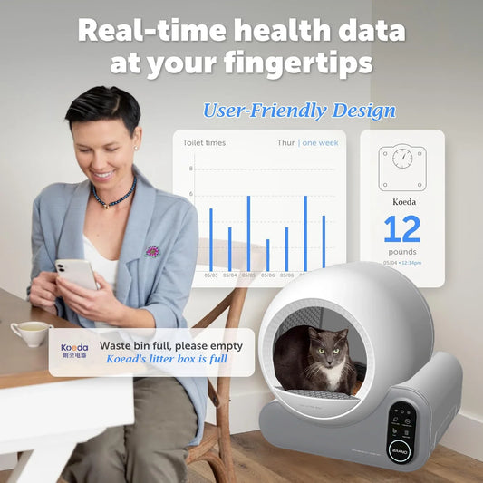 KTX-411411 Automatic Self-Cleaning Smart Cat Litter Box with APP Control - Extra Large, 10kg Capacity, Odor Control, 70L Inner Space