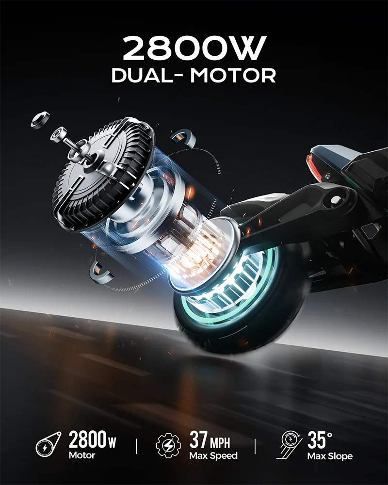 KTX-411475 2800W Foldable Electric Scooter with 10-Inch Tires and Bluetooth Control, Max Load 150kg