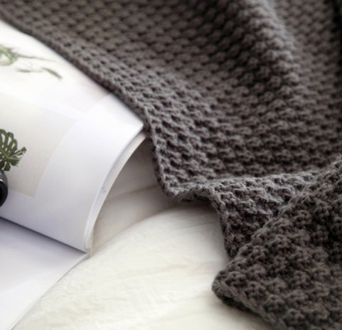 KTX-412051 Nordic Fringed Knit Blanket - Acrylic Fabric, Soft Throw for Office or Home Use