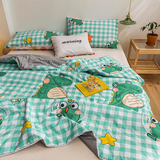 KTX-413267 Rainbow Flower Clip Cotton Summer Quilt - Delicate Lace Air Conditioner Quilt for Kids - Multiple Color Options Available