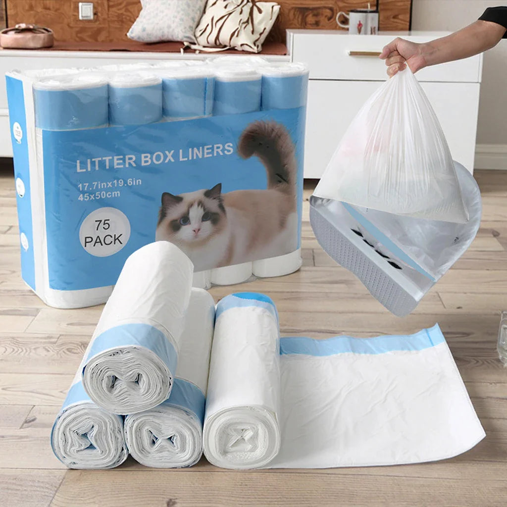 KTX-413715 Eco-Friendly Biodegradable Cat Poop Bags with Strong Odor Control – Simple Style, Unscented, Waterproof