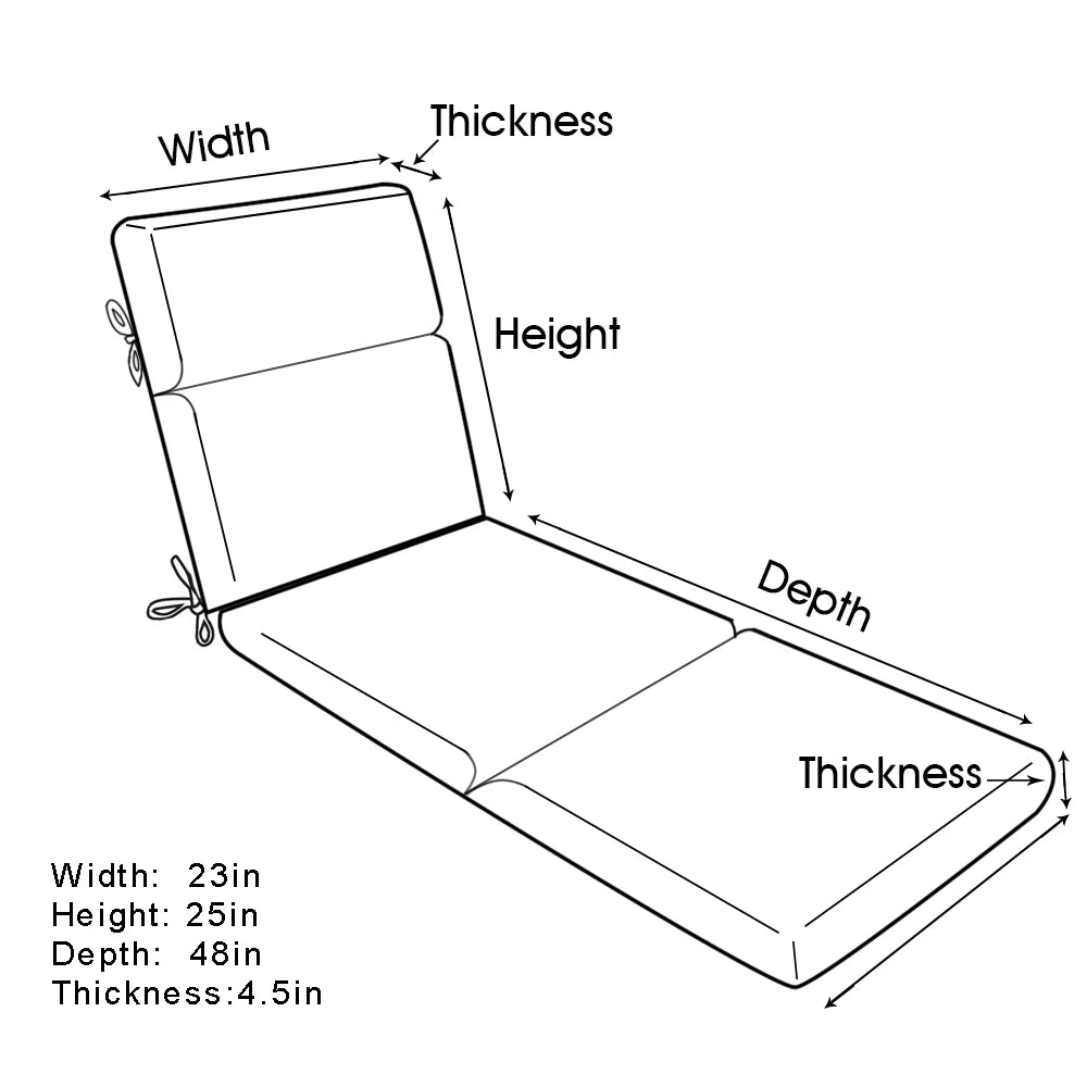 KTX-413779 Dark Gray Custom Embroidered Outdoor Cushion Covers for Chaise Lounge - Water Repellent, 100% Polyester