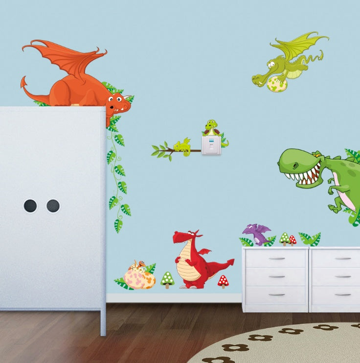 KTX-414355 Cute Animal Wall Sticker for Children's Room - Detachable, Waterproof PVC Decoration