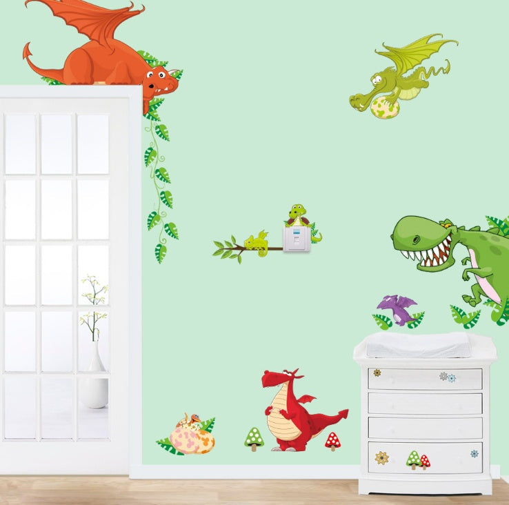 KTX-414355 Cute Animal Wall Sticker for Children's Room - Detachable, Waterproof PVC Decoration