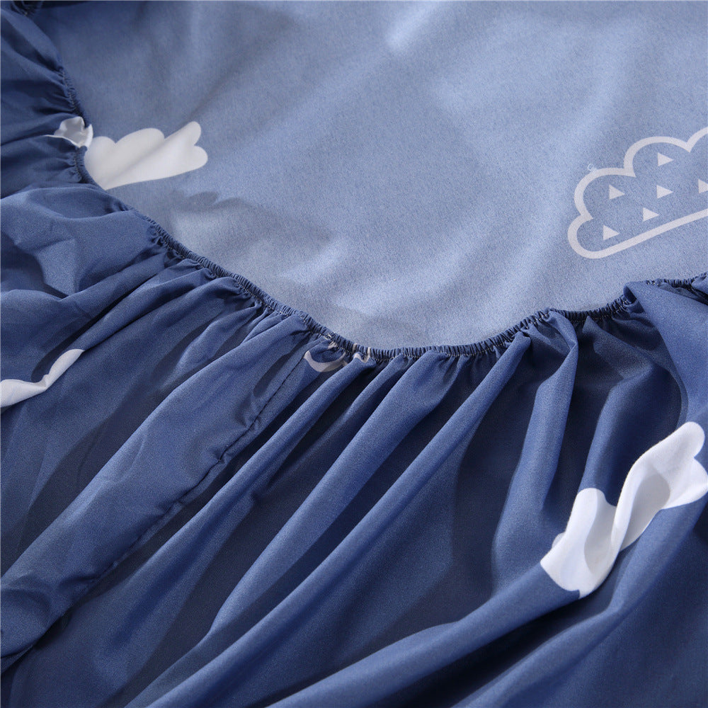 KTX-414419 Non-Slip Double Single Sheet with Floral Pattern - Available in Multiple Sizes