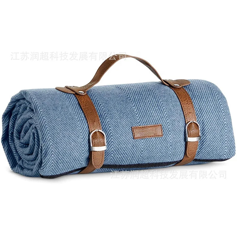 KTX-414931 Foldable Waterproof Travel Picnic Blanket Mat - Custom Linen Canvas Design