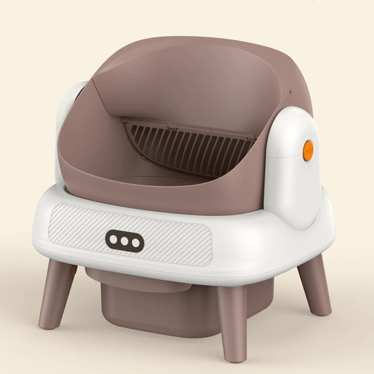 KTX-416019 Automatic Cat Litter Box with Large Capacity - Easy Clean Stainless Steel and Plastic Design