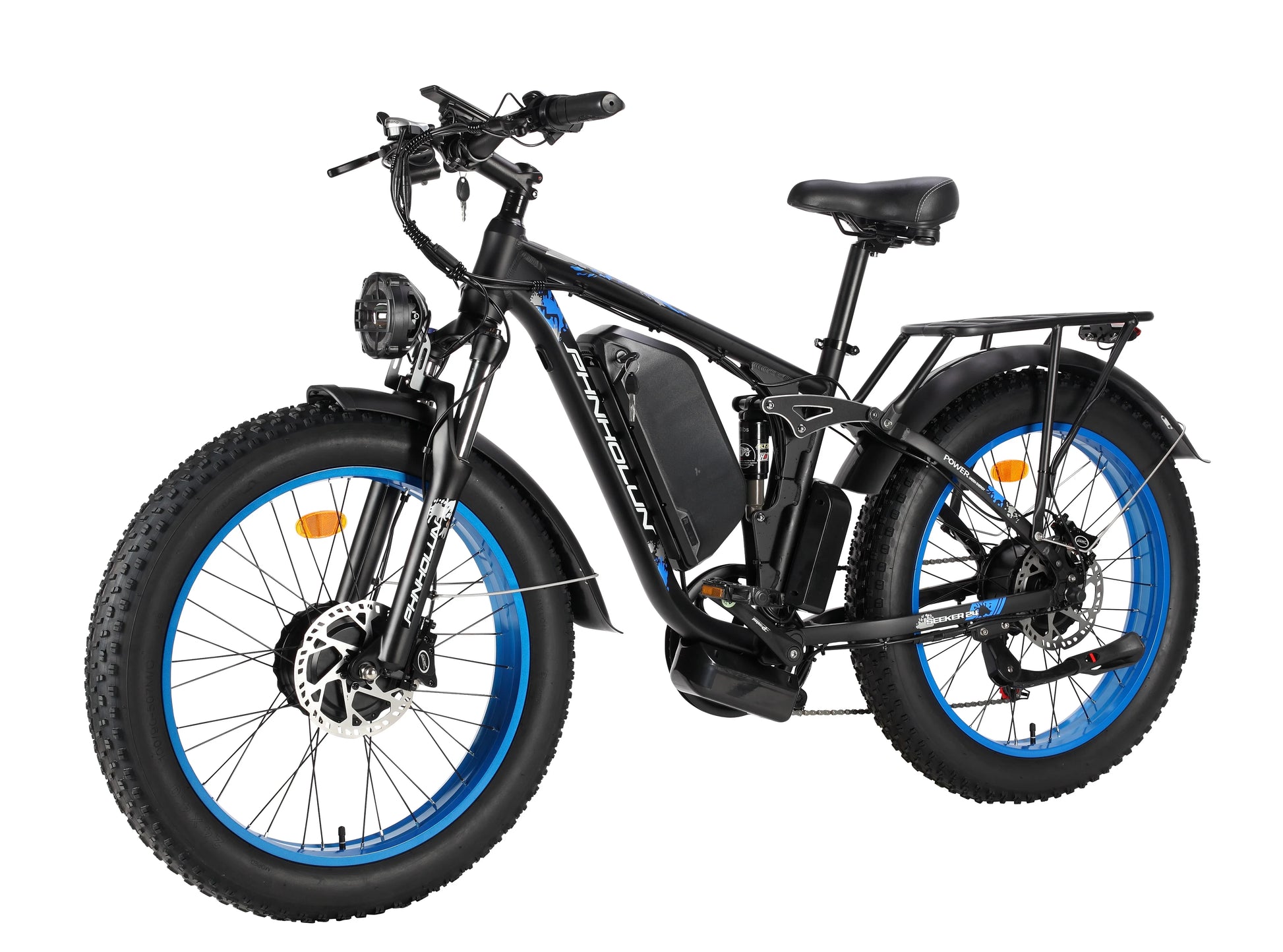 KTX-416275 Electric Mountain Bike 24" Fat Tire Dual Motor 52V 3000W Off Road E-Bike with Hydraulic Brakes