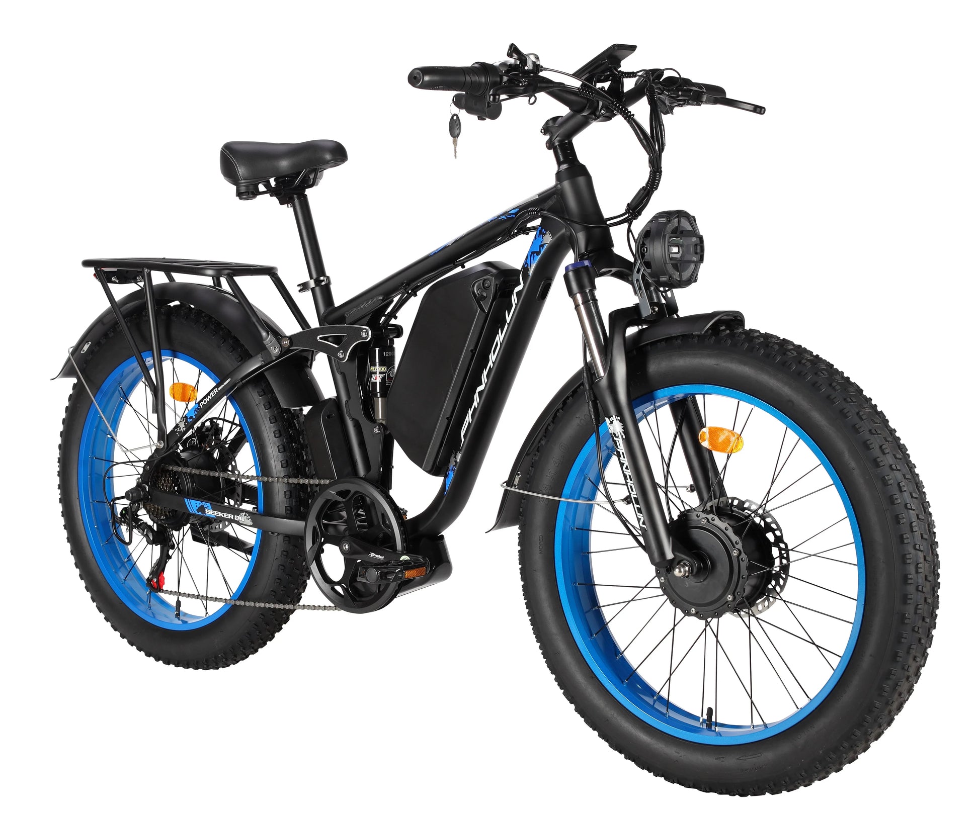KTX-416275 Electric Mountain Bike 24" Fat Tire Dual Motor 52V 3000W Off Road E-Bike with Hydraulic Brakes