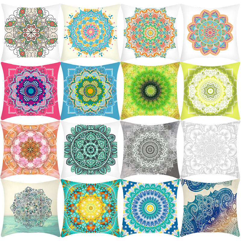 KTX-416403 Mandala Ethnic Print Single-Sided Bolster Cushion - 45x45cm, Various Colors