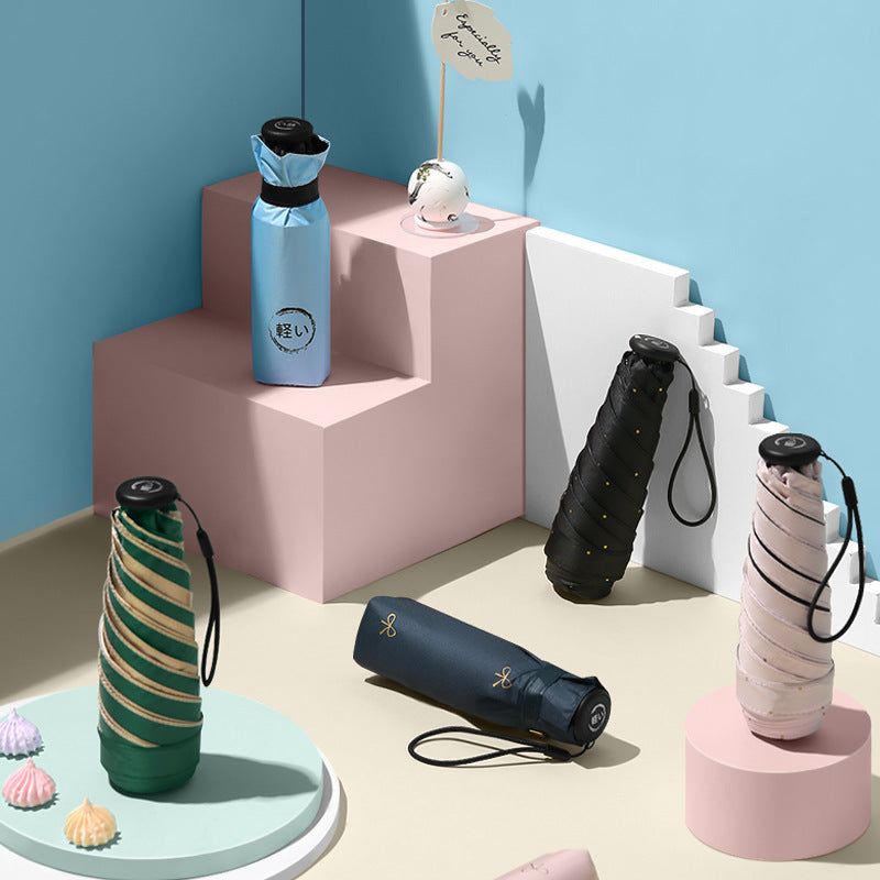 KTX-416403 Ultra-Light Compact Thumb Umbrella with UPF 50+ UV Protection in Solid Colors and Prints