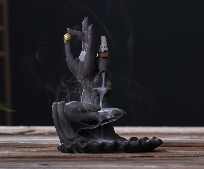 KTX-416659 Bergamot Lotus Backflow Incense Burner - Dual-Use for Home and Office Decoration