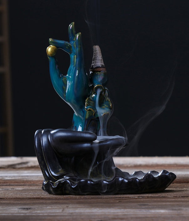 KTX-416659 Bergamot Lotus Backflow Incense Burner - Dual-Use for Home and Office Decoration