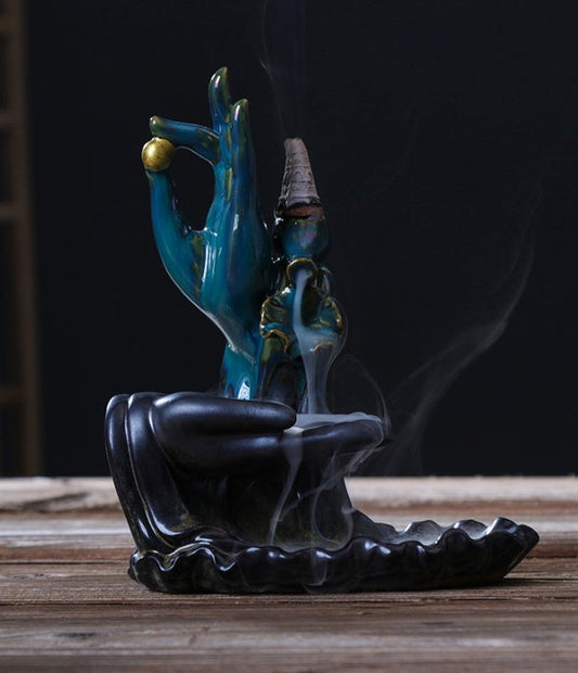 KTX-416659 Bergamot Lotus Backflow Incense Burner - Dual-Use for Home and Office Decoration