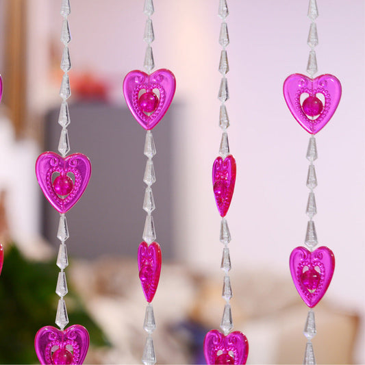 KTX-417427 Heart Shaped Acrylic Bead Curtain for Home Decoration - Versatile Size Options for Any Room