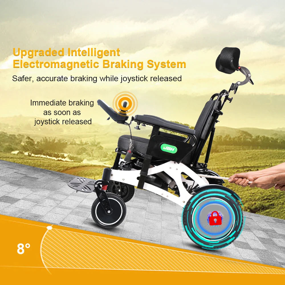 KTX-417747 Foldable Electric Wheelchair with Brushless Motors, Lightweight Aluminum Frame, 20 km Driving Range