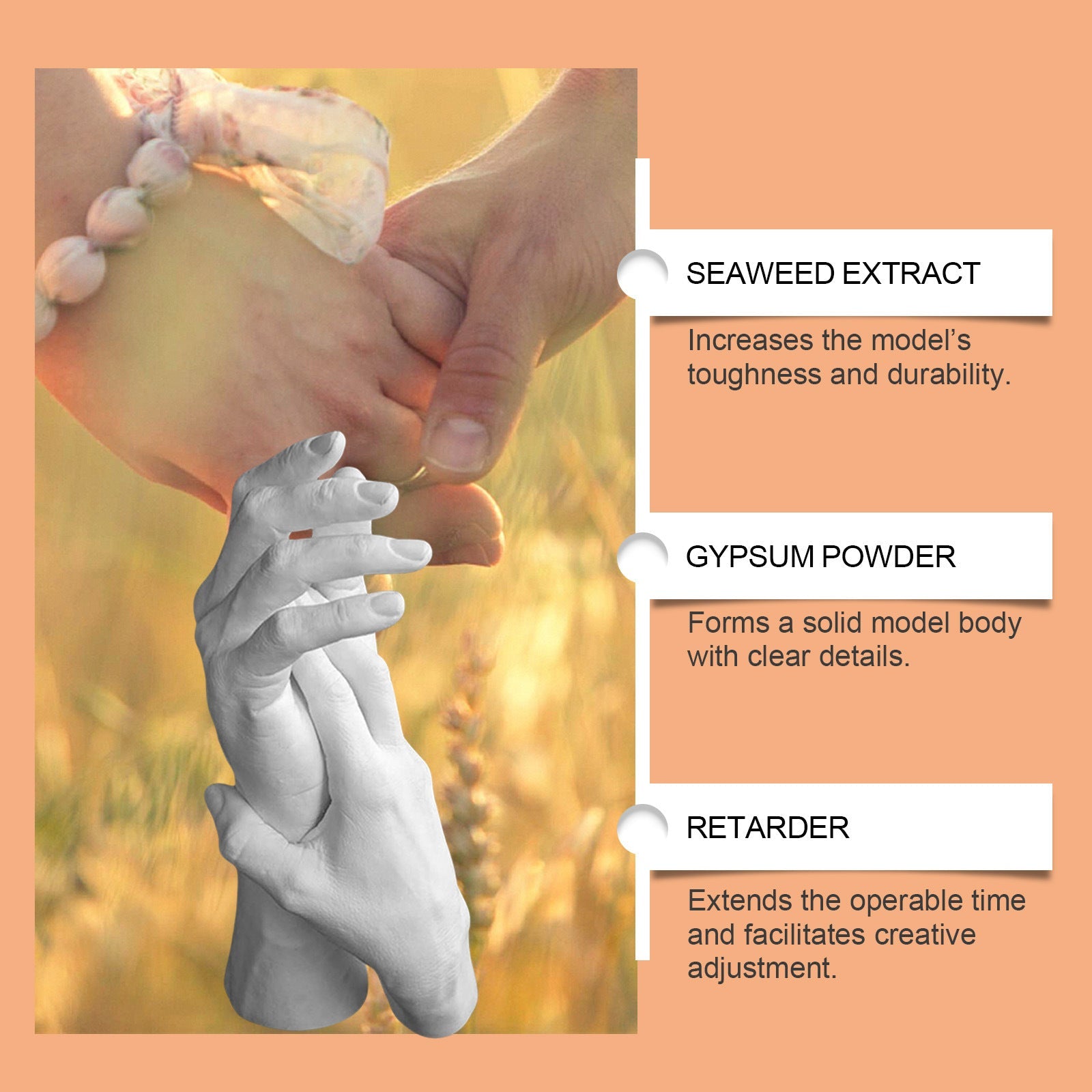 KTX-417811 3D Hand Mold Gypsum Production Kit with Clay Sculpture Materials