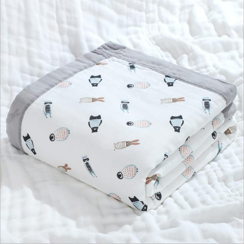 KTX-417875 Children's Cartoon Bath Towel Quilt Blanket - Six-Layer Pure Cotton Design, Super Soft, Antibacterial, 110x110 cm