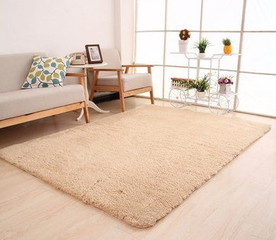 KTX-418579 Fluffy White Solid Area Rug for Living Room, Bedroom, and Kitchen - Non-Slip Plush Carpet