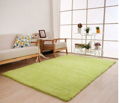 KTX-418579 Fluffy White Solid Area Rug for Living Room, Bedroom, and Kitchen - Non-Slip Plush Carpet