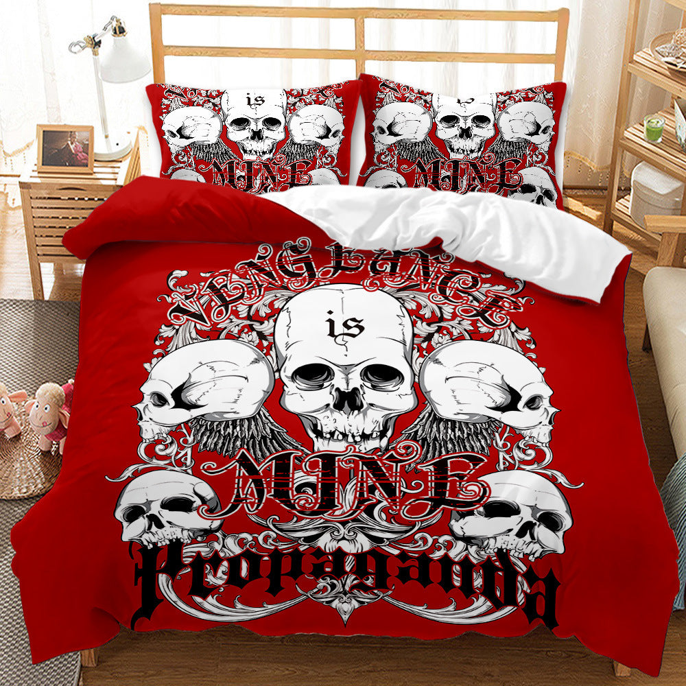 KTX-419027 Three-Piece Skull Printed Duvet Cover Set with Modern Design in Various Sizes