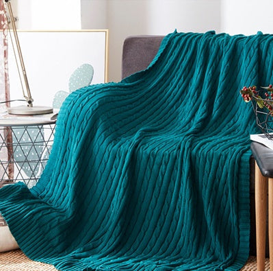 KTX-419347 Cotton Solid Knitted Blanket in Simple Modern Style