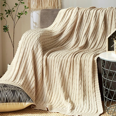 KTX-419347 Cotton Solid Knitted Blanket in Simple Modern Style