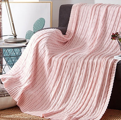KTX-419347 Cotton Solid Knitted Blanket in Simple Modern Style